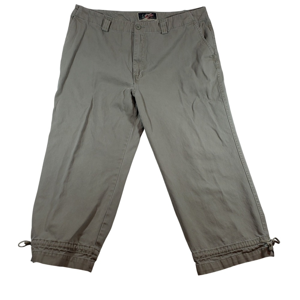 La Cabana Women's Size 16W Khaki Capris Capri Pants Cotton Blend‎ Tie Cuffs